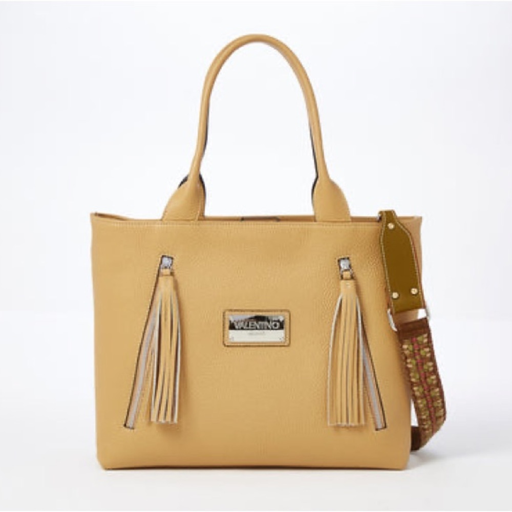Authentic VALENTINO Alizee Almond Tote with Fringe Tassles